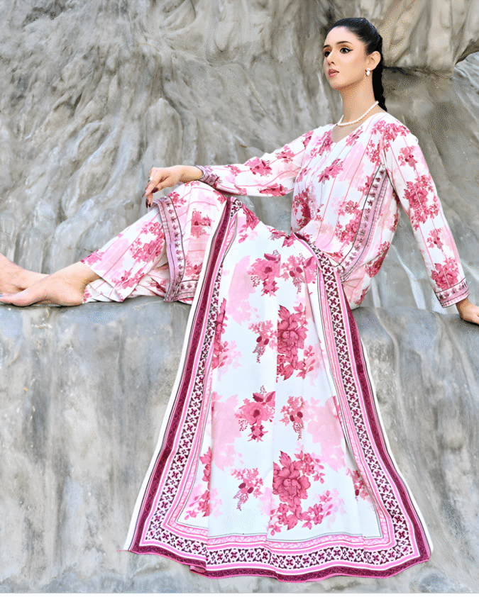 Floral Pink & White Dress