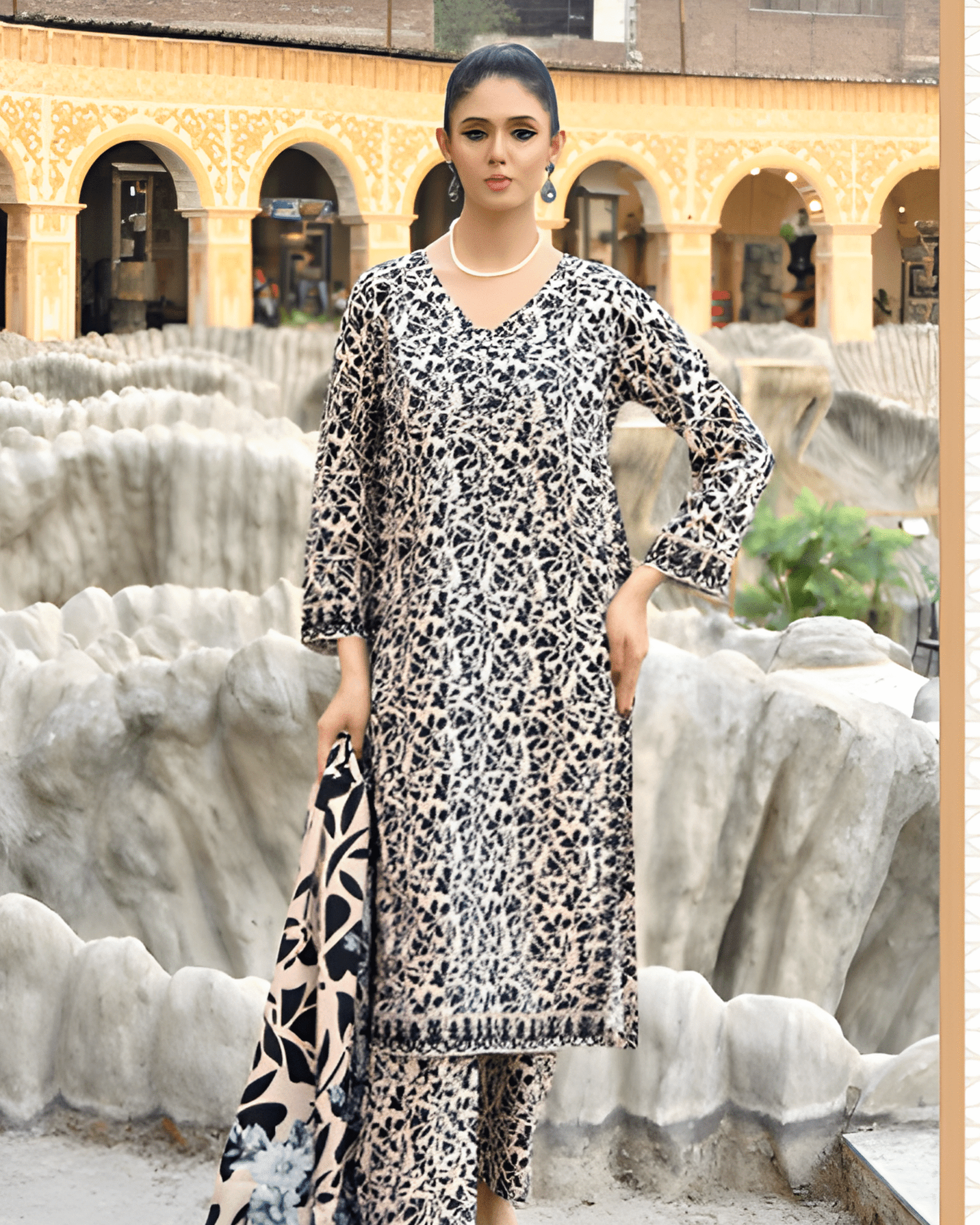Exclusive 3-Piece Bana Dhora Dress – Premium Quality Printed Winter - Image 3