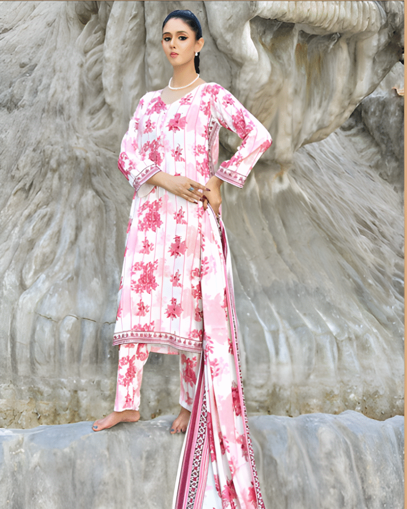 Bana Dhora  Pink & White Dress – Ready-to-Wear Premium Outfit for Women - Image 3