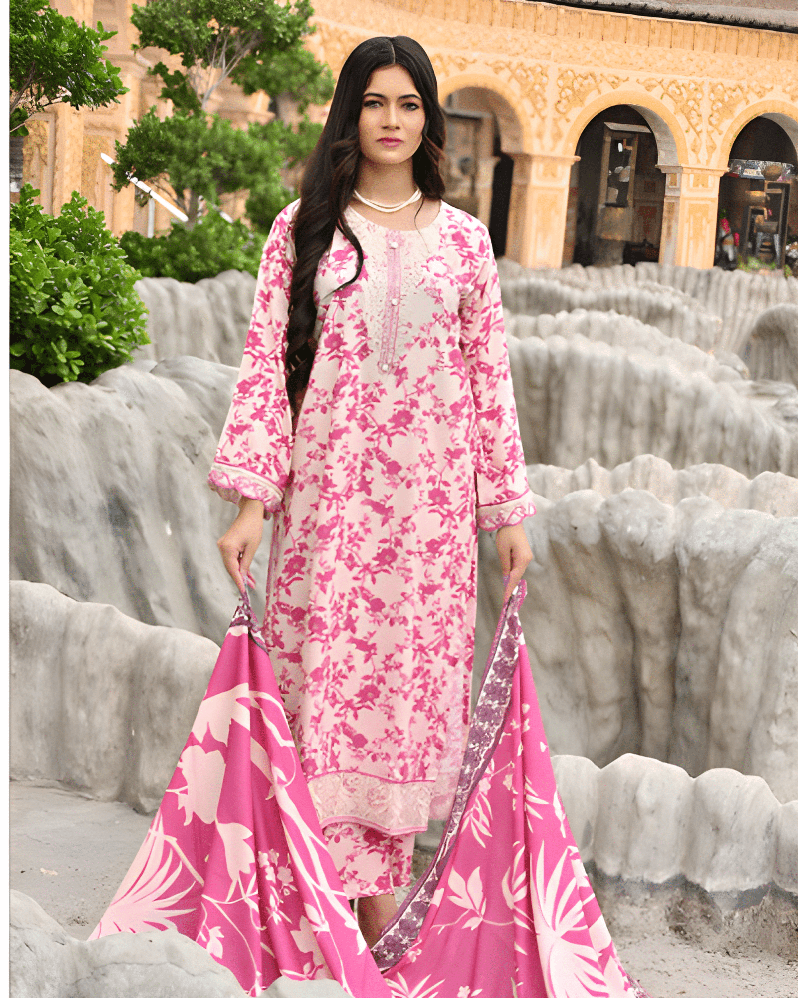 Trendy 3-Piece Bana Dhora  Outfit – Latest Winter Collaction - Image 3