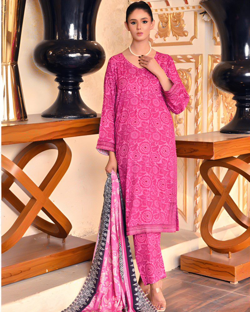 Exclusive Bana Dhora 3-Piece Printed Outfit – Luxury Winter Dress Collection - Image 2