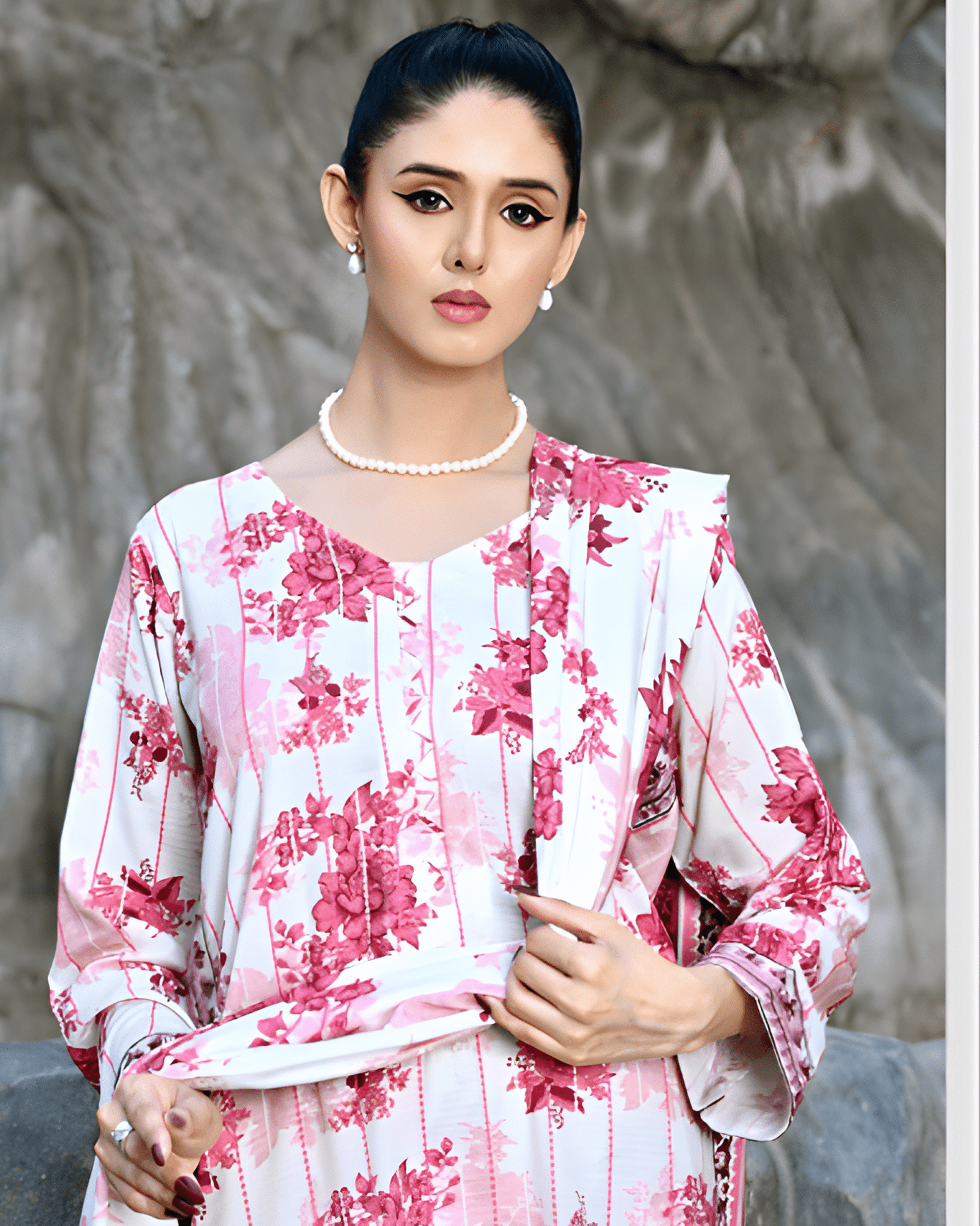 Bana Dhora  Pink & White Dress – Ready-to-Wear Premium Outfit for Women - Image 2