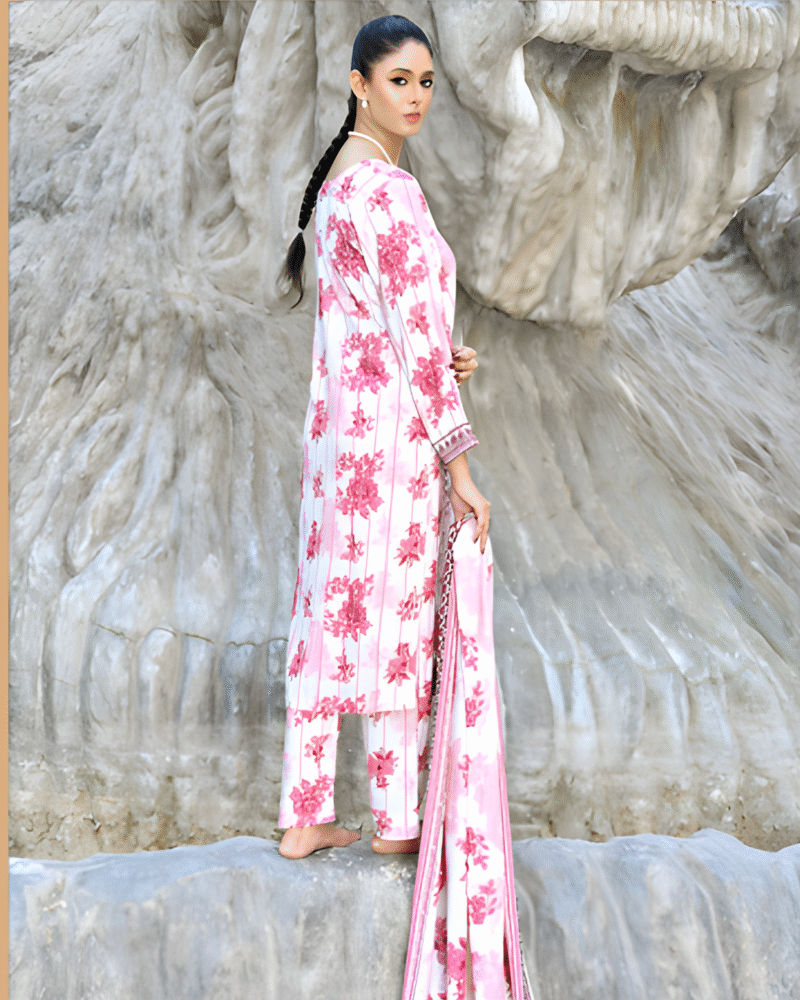 Bana Dhora  Pink & White Dress – Ready-to-Wear Premium Outfit for Women - Image 4